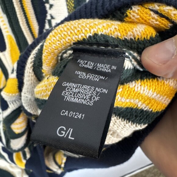 DJAB Par Simons Men L 3D Knit Sweater Coogi Style Textured Cotton Pullover - Picture 5 of 5